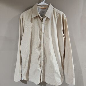 Banana Republic Slim Fit Dress Shirt Striped Pearl Snap Button Sz M 100% Cotton